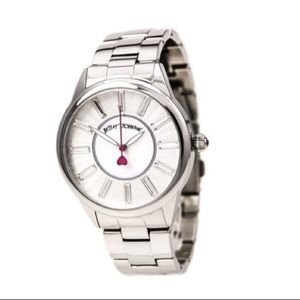NWT Betsey Johnson Steel White Dial Crystal Watch